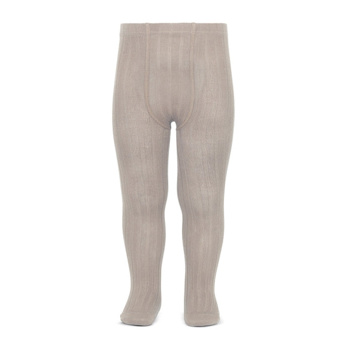 A must have classic pair of Condor tights in stone colour.  Details: ribbed knit. Elastic waistband with top stitched seams on the crotch. Super flat seams on heels and toes.