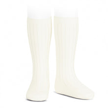 High quality Ribbed Knee High Socks by CONDOR.  Nice and soft. Loose fitting. Good quality very good at staying in shape. Beige Colour. Made by Condor. 303.