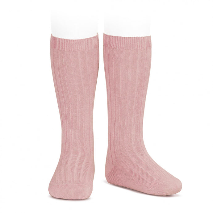 High quality Ribbed Knee High Socks by CONDOR.  Nice and soft. Loose fitting.Designed and manufactured in Barcelona, Spain. pink. Blush pink. Pale pink.