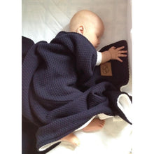 Double Sided Wool Blanket, 75x110, Navy and White